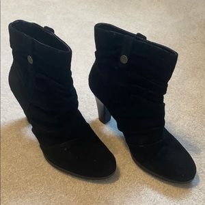 BCBG black suede booties size 9